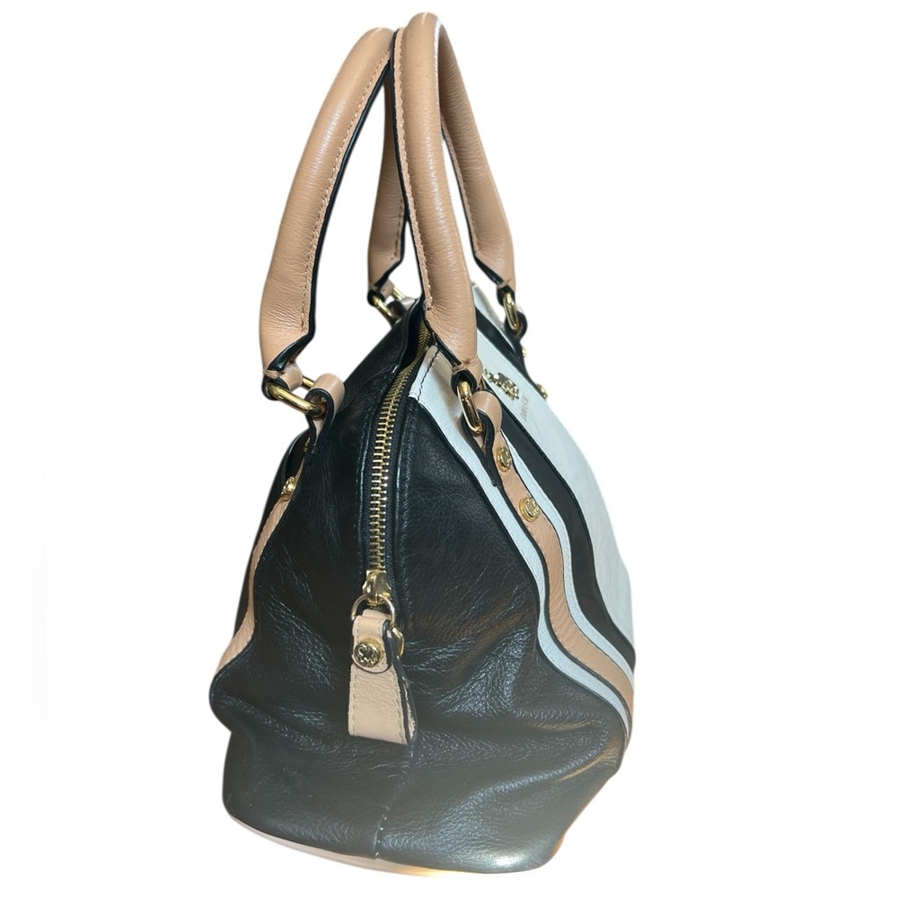 Emma Fox Two-Tone Black and White satchel bag with zipper medium size no strap - Picture 3 of 6
